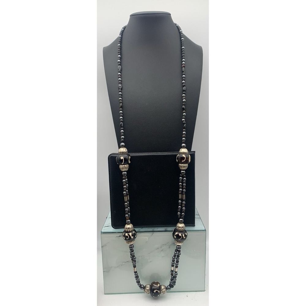 Vintage‎ Boho Tribal Ethnic Beaded Necklace With Chunky Accent Beads 38"